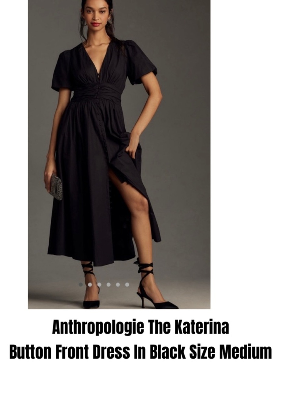Anthropologie The Katerina Button Front Dress In Black Size Medium
